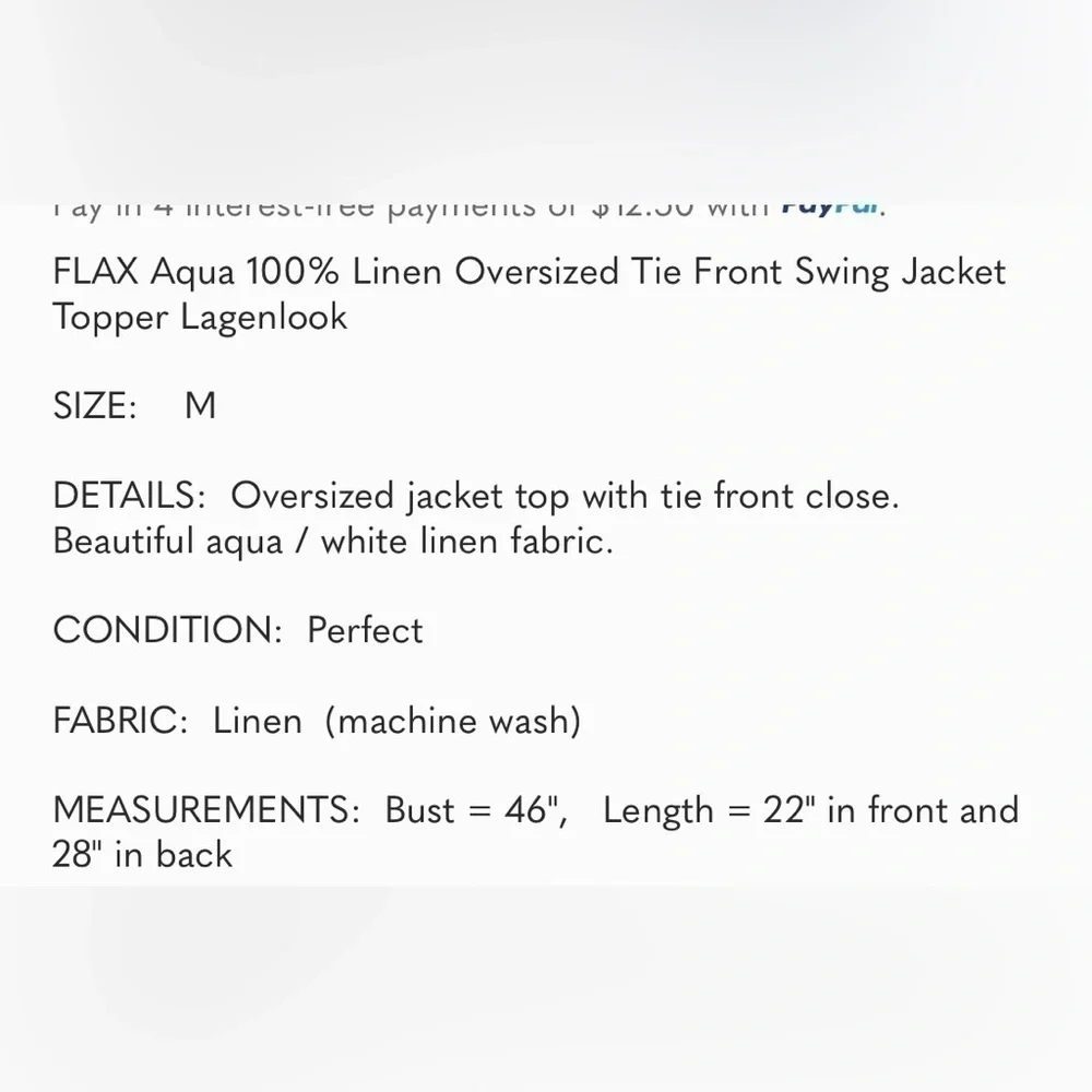Flax Tie Front top, Medium